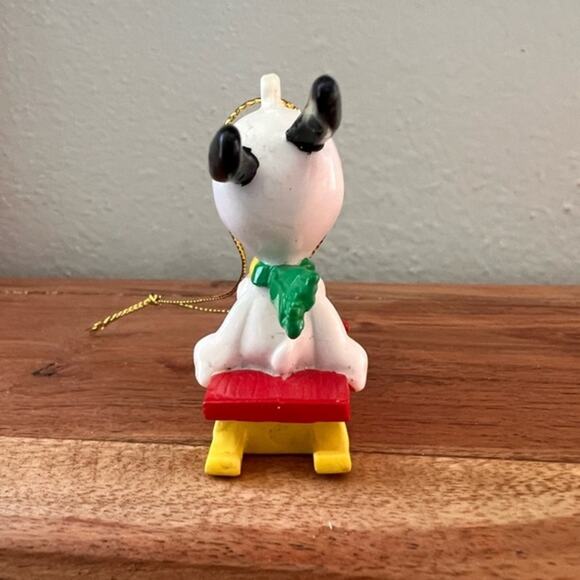 Vintage Peanuts Snoopy‎ & Woodstock Sledding Christmas Ornament - Picture 3 of 7